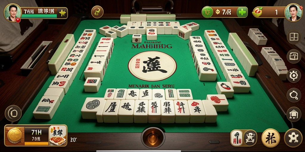 Tampilan menarik gameplay Mahjong dalam aplikasi 71H.