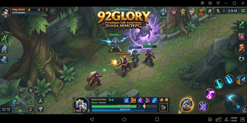 Screenshot gameplay 92GLORY menampilkan aksi seru dalam pertempuran MMORPG.