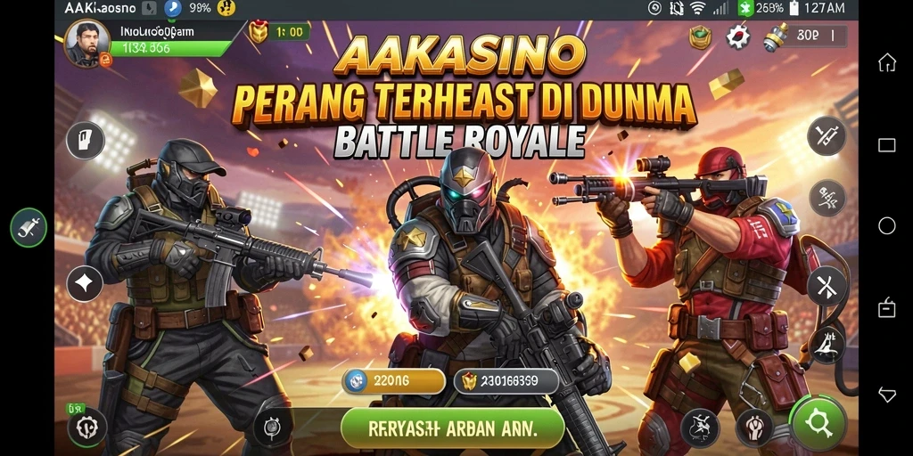 Tangkapan layar utama AAKASINO dengan aksi Battle Royale yang menegangkan.