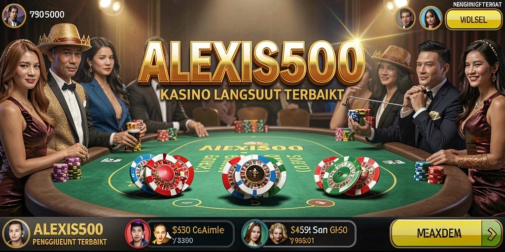 Tampilan menarik gameplay ALEXIS500 dengan dealer langsung.