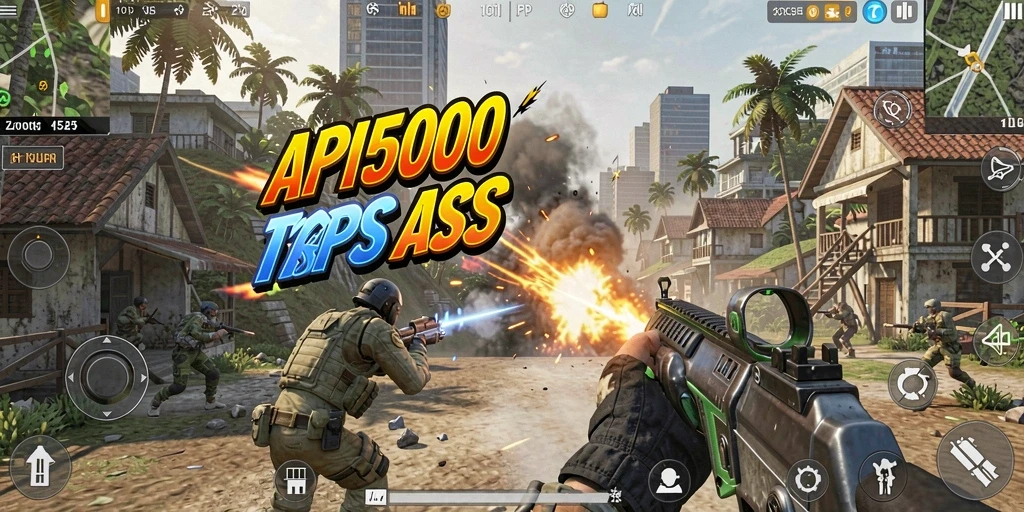 Tampilan menegangkan dari gameplay API5000 dengan aksi tembak menembak.