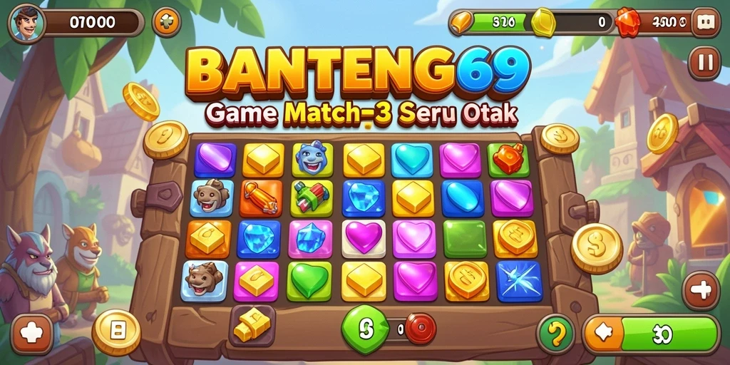 Screenshot BANTENG69 menampilkan gameplay seru Match-3.