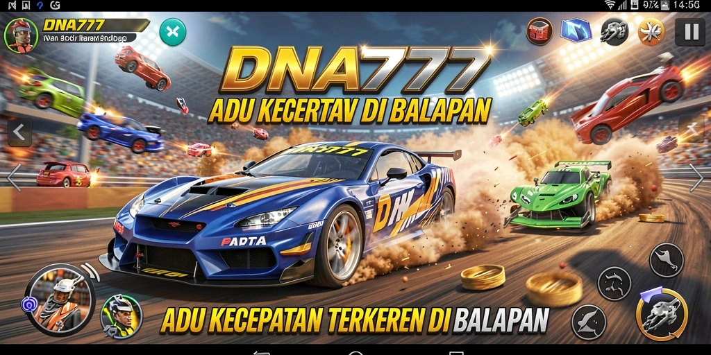 Pemain bersaing dalam balapan mendebarkan dengan mobil kustom di DNA777.
