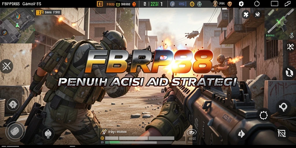 Screenshot dari gameplay menegangkan di FBRP88, menunjukkan aksi tembak-menembak yang seru.