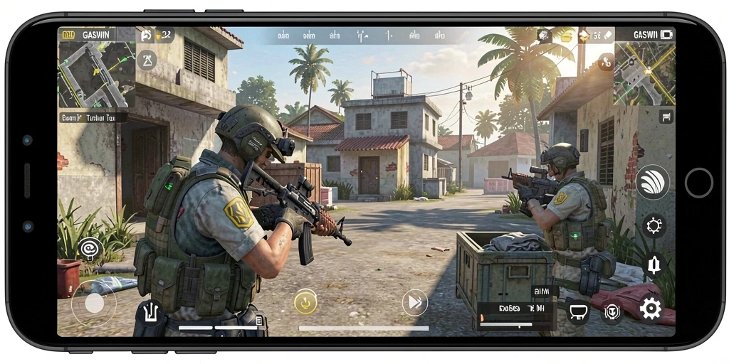 Screenshot GASWIN menampilkan aksi intens dalam permainan FPS yang mendebarkan.
