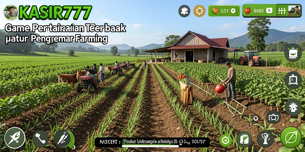 Screenshot gameplay KASIR777 menampilkan aktivitas pertanian yang seru dan interaktif.