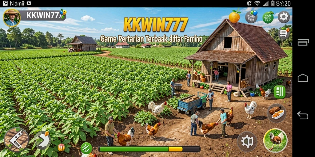 Screenshot dari gameplay <strong>KKWIN777</strong> menunjukkan aktivitas bertani yang seru.