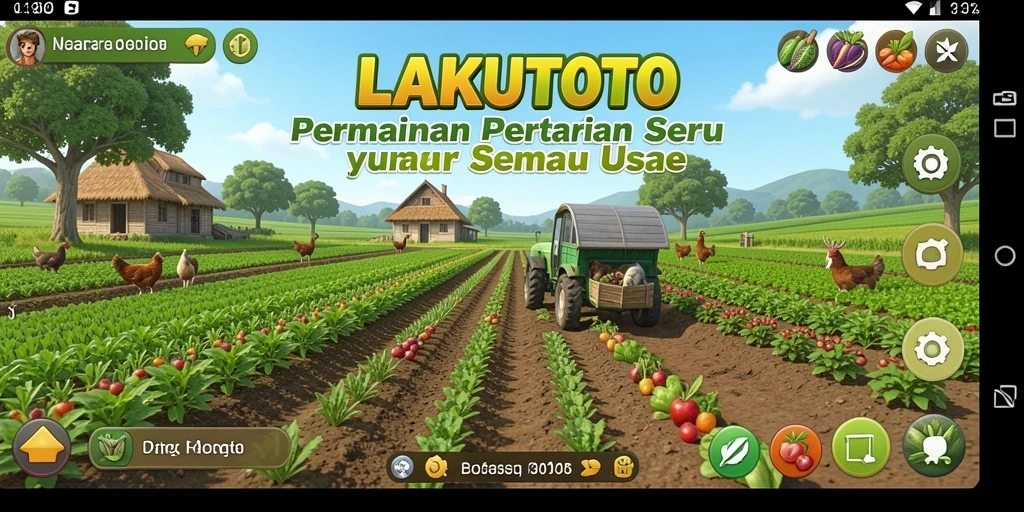 Tangkapan layar gameplay <strong>LAKUTOTO</strong> menampilkan aktivitas pertanian yang seru.