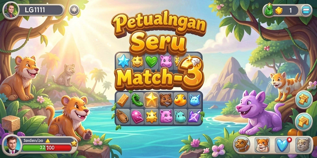 Screenshot gameplay LG111 yang menunjukkan keseruan mencocokkan item di level menantang.