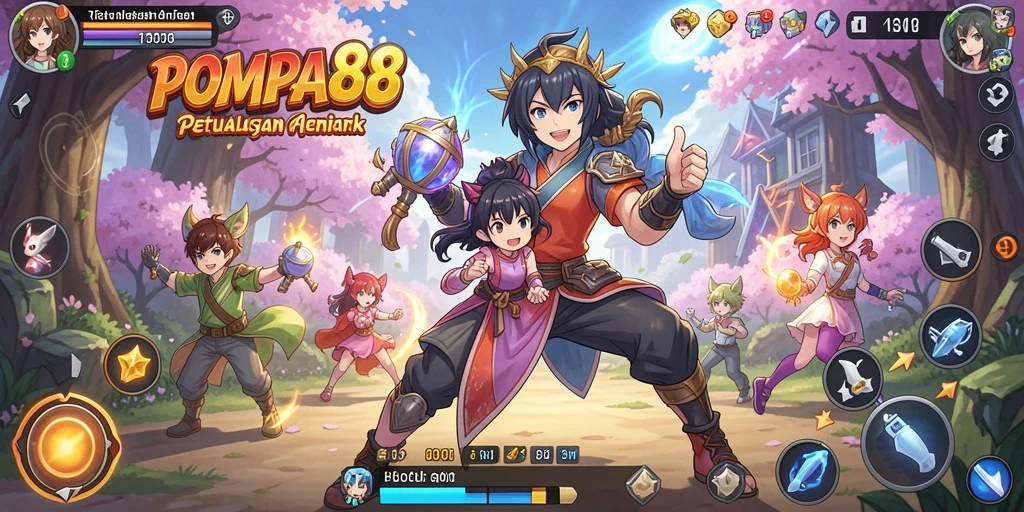 Screenshot gameplay POMPA88 yang menampilkan karakter Anime yang keren.