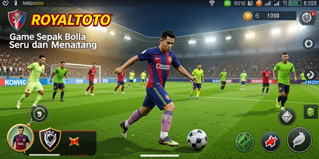 Tangkapan layar ROYALTOTO menampilkan aksi mendebarkan pertandingan sepak bola.