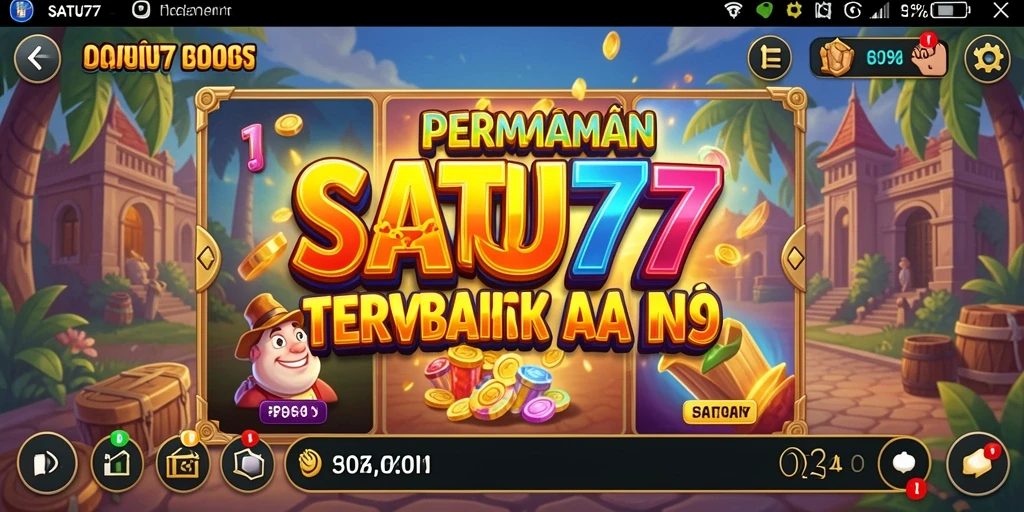 Tampilan mendebarkan dari gameplay Slot SATU77.