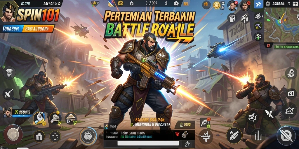 Tangkapan layar gameplay SPIN101 menunjukkan pertempuran intens di arena.