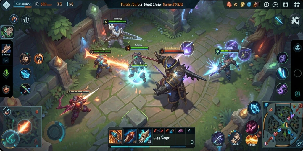 Tampilan gameplay seru dan strategi dalam T6, game MOBA terpopuler.